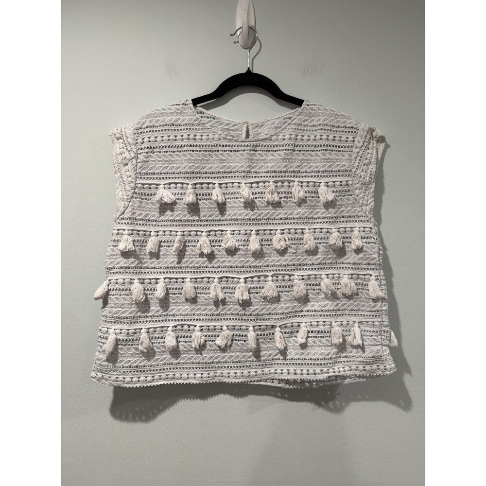 Sea New York 100% Cotton Tassle Top Women Large* Coastal Travel Vacation Cottage
